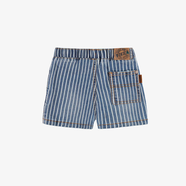 STRIPED BLUE DENIM SHORTS, BABY