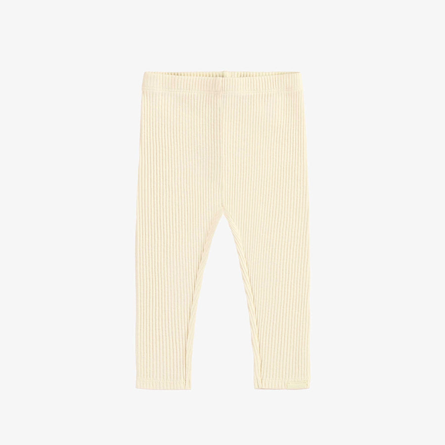 CREAM LEGGING IN RIBBED KNIT, BABY