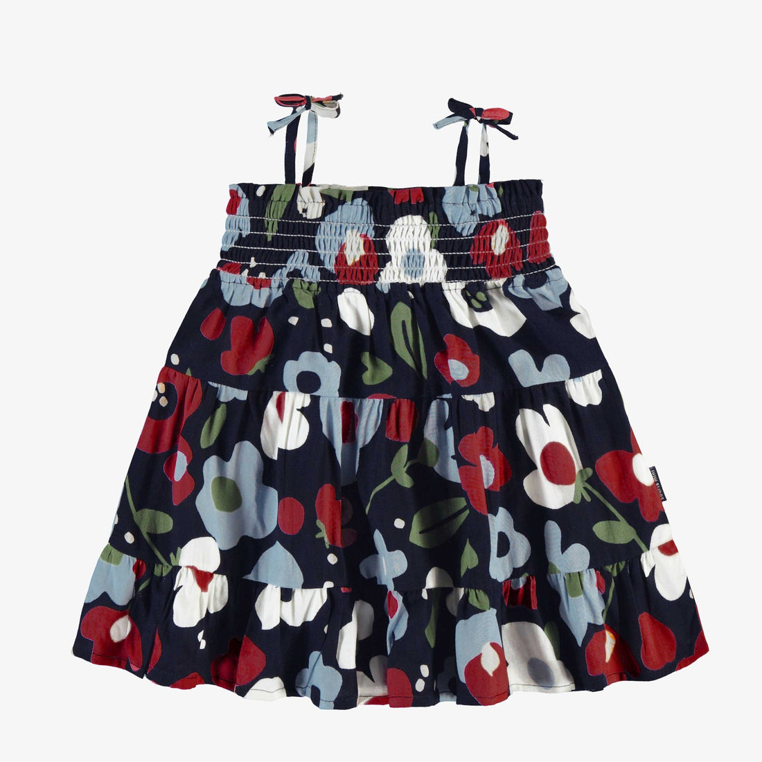 NAVY DRESS WITH FLORAL ALL OVER PRINT, BABY