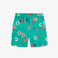 BLUE SWIM BERMUDA SHORTS WITH FLAMINGO ALL OVER PRINT, CHILD