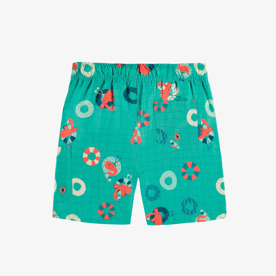 BLUE SWIM BERMUDA SHORTS WITH FLAMINGO ALL OVER PRINT, CHILD