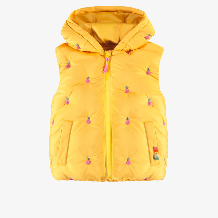 YELLOW SLEEVELESS PUFFER WITH HOOD, CHILD