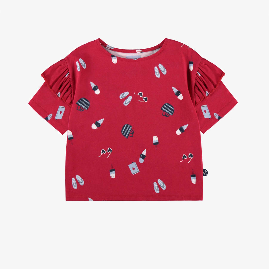 RED T-SHIRT WITH ALL OVER PRINT, CHILD