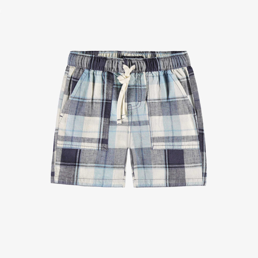 BLUE AND CREAM PLAID BERMUDA SHORTS, CHILD