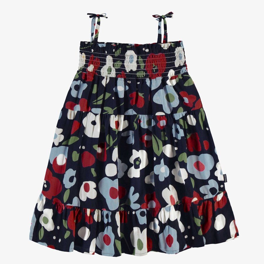 NAVY DRESS WITH FLORAL ALL OVER PRINT, CHILD