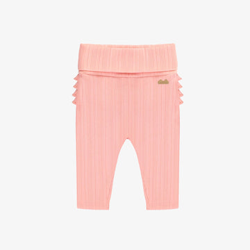 PINK LEGGING IN IRREGULAR RIB KNIT WITH RUFFLES, NEWBORN