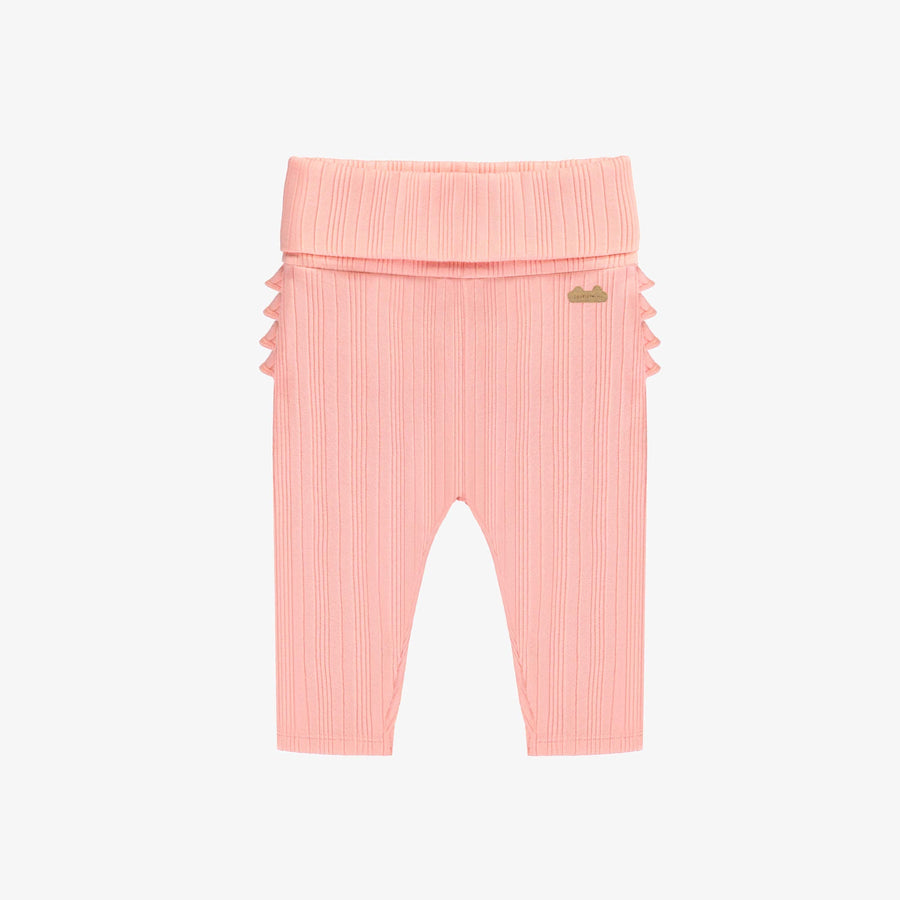 PINK LEGGING IN IRREGULAR RIB KNIT WITH RUFFLES, NEWBORN