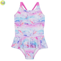 Girls' Pink One-Piece UV Swimsuit