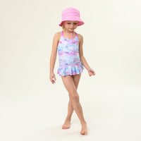 Girls' Pink One-Piece UV Swimsuit