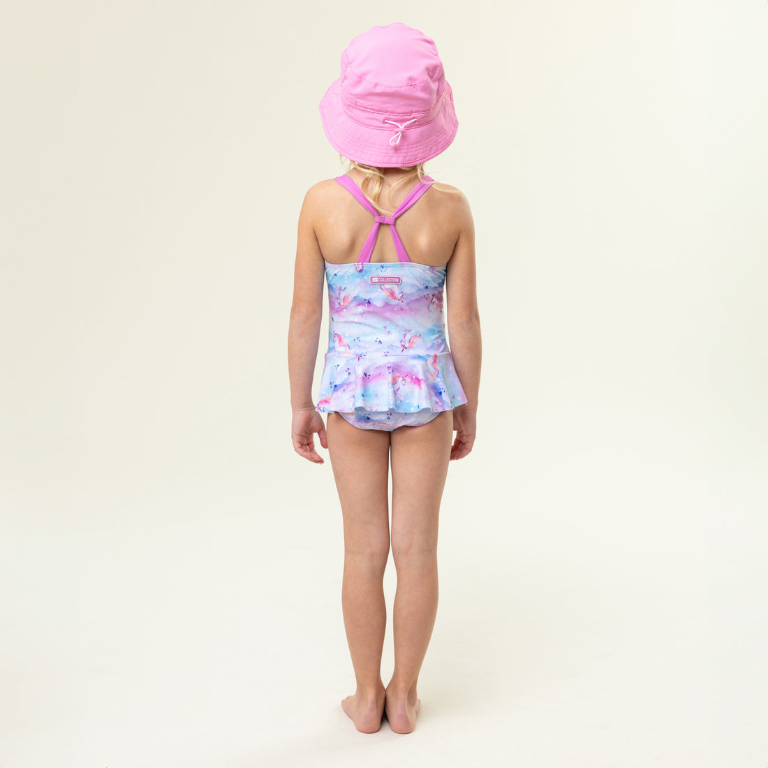 Girls' Pink One-Piece UV Swimsuit