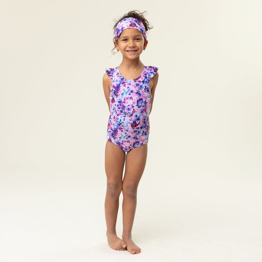 Girls' Lilac One-Piece UV Swimsuit