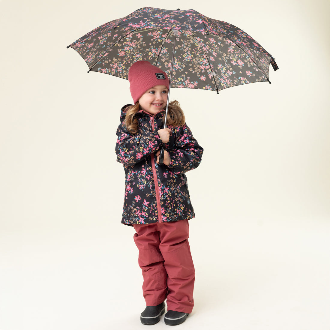 Black Floral Umbrella