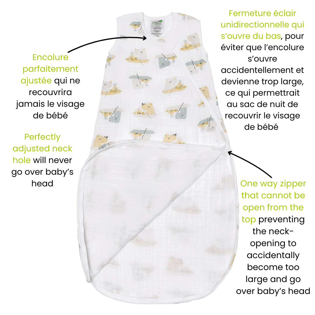 Cotton Muslin Sleep Sack - Rhinos (0.7 tog)