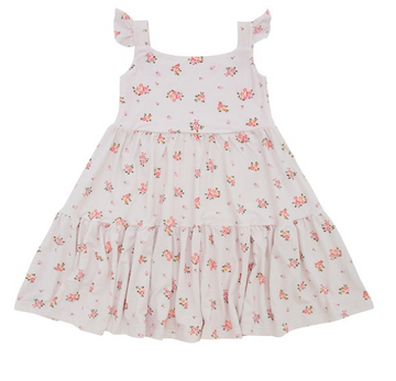 Ruffled Strapped Tiered Dress - Blushing Blossom