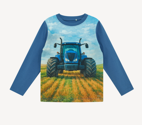 T-Shirt LS - Tractor Front Blue