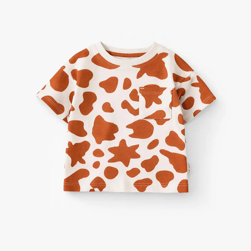 Cream and brown T-shirt with cow pattern, baby