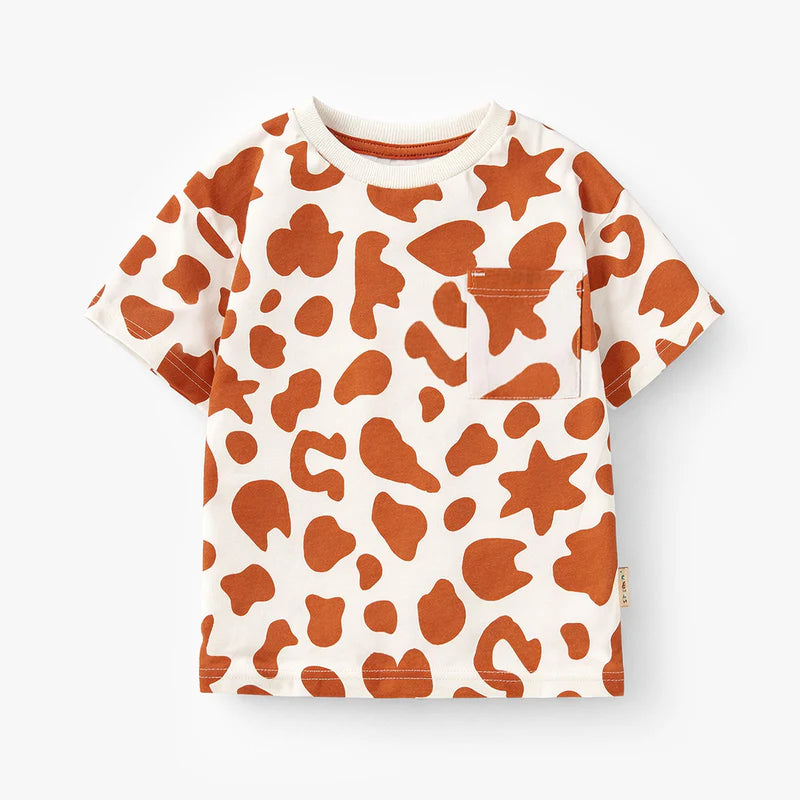Cream and brown T-shirt with cow pattern, child
