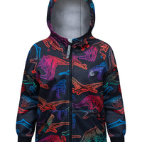 All-Weather Hoodie - Neon Dino | Waterproof Windproof Eco