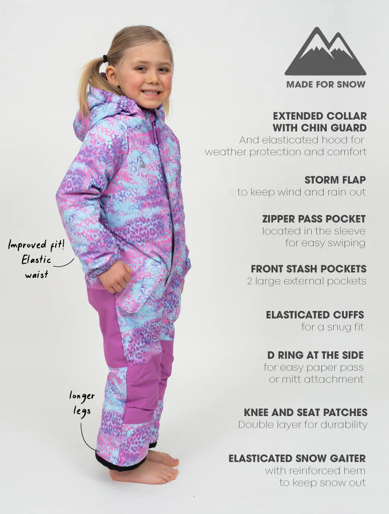 Snowrider One Piece Snowsuit - Rainbow Leopard | Waterproof Windproof Eco
