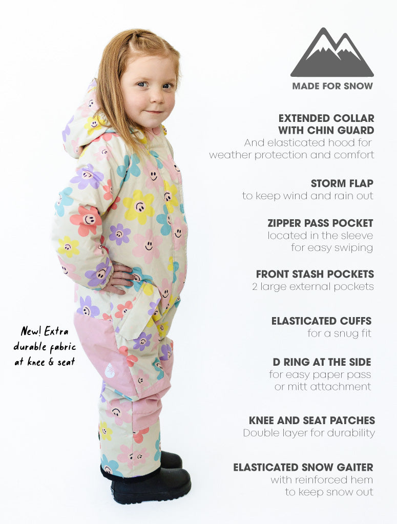 Snowrider One Piece Snowsuit - Happy Daisy | Waterproof Windproof Eco