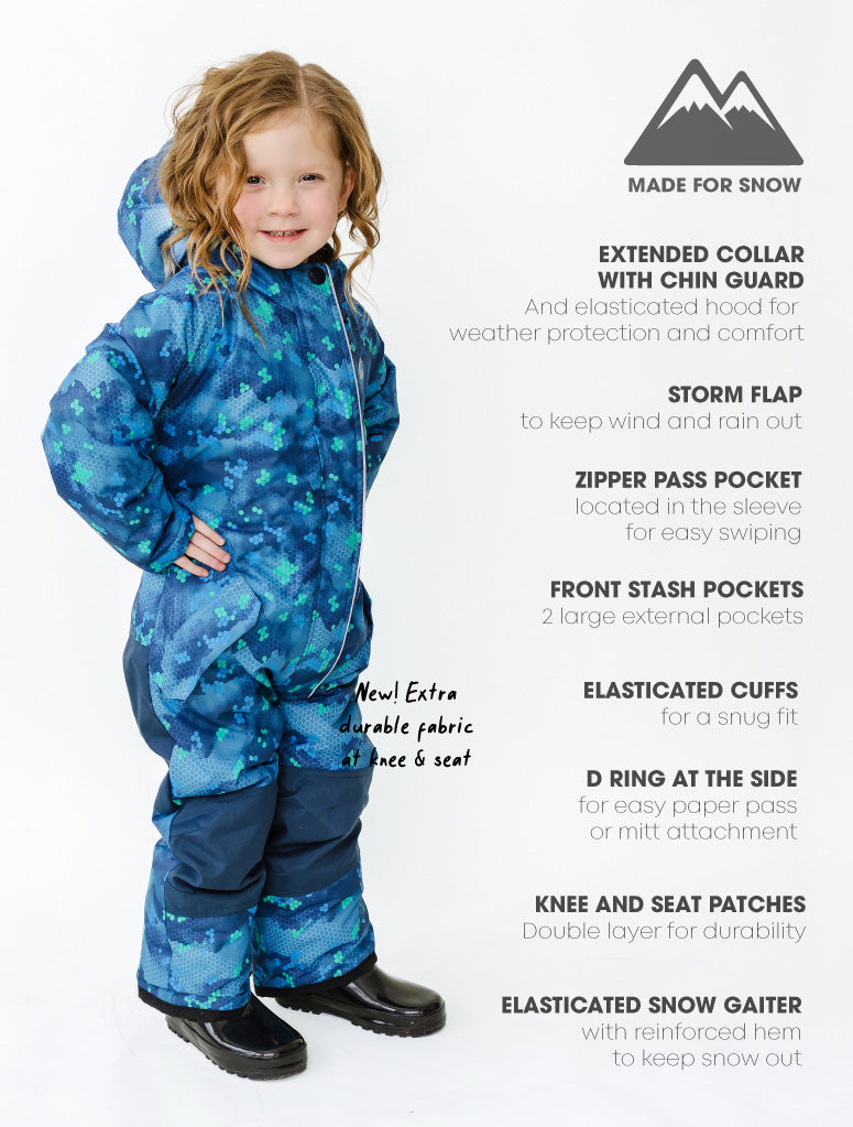Snowrider One Piece Snowsuit - Pixel Peak | Waterproof Windproof Eco
