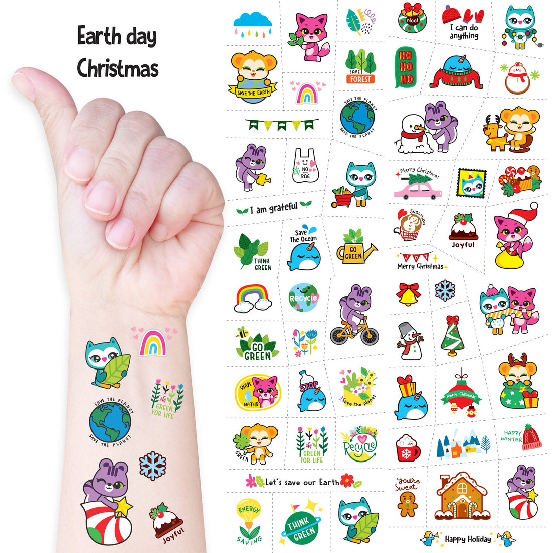 Non Toxic Temporary Tattoos For Kids (10 Sheets/ 150 Pcs)