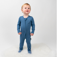 Footless Sleeper with Fold-over Cuffs - Ocean Blue