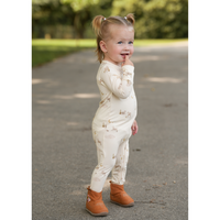 Footless Sleeper with Fold-over Cuffs - Little Lambs