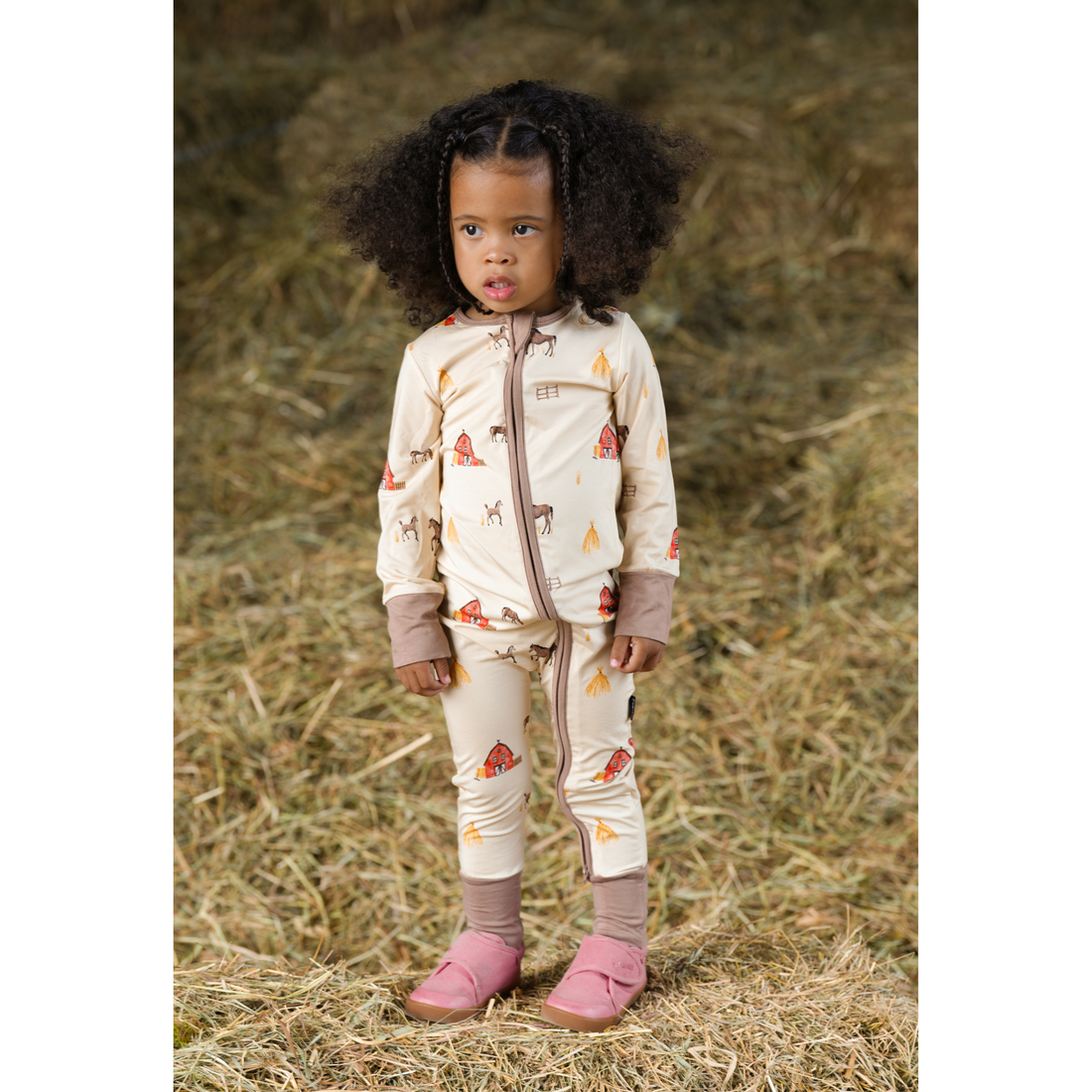 Footless Sleeper with Fold-over Cuffs - Hay Neighbour