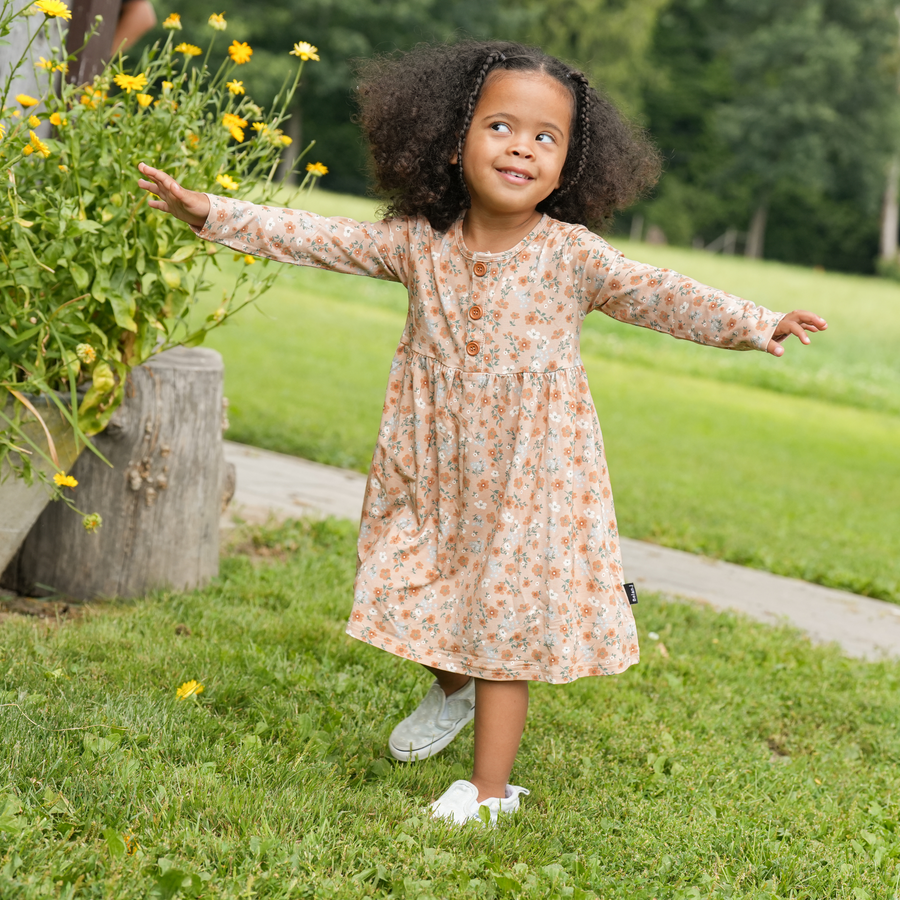 Long Sleeve Peplum Dress - Amber Garden