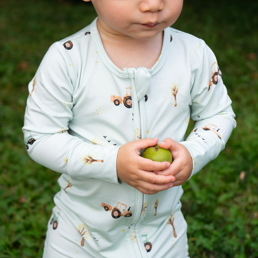 Footless Sleeper with Fold-over Cuffs - Tractors