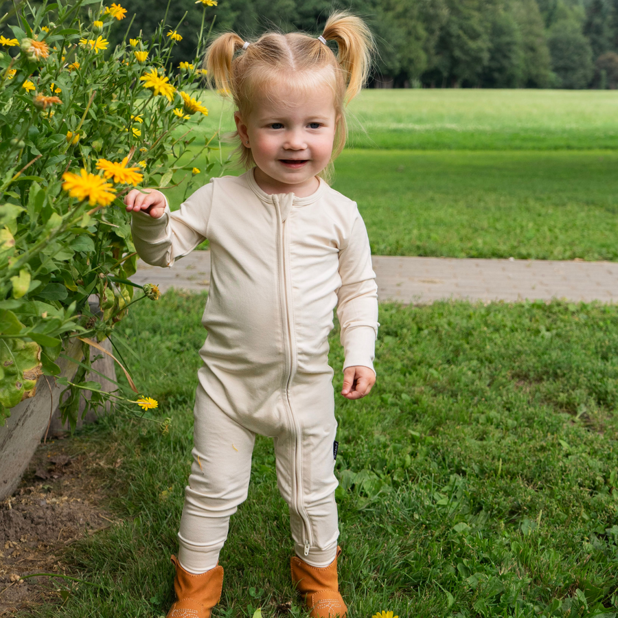 Footless Sleeper with Fold-over Cuffs - Buttermilk