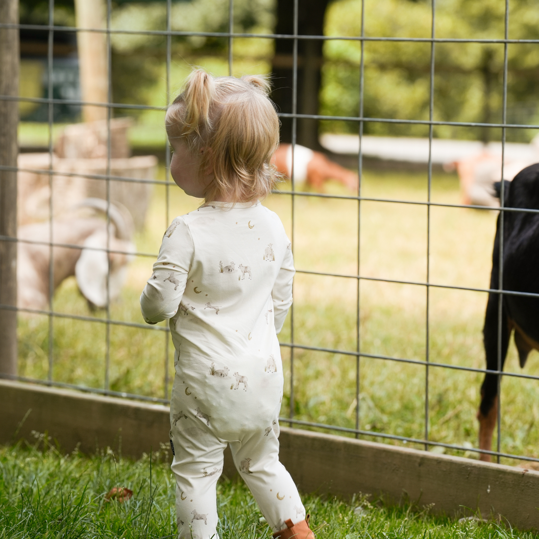 Footless Sleeper with Fold-over Cuffs - Little Lambs
