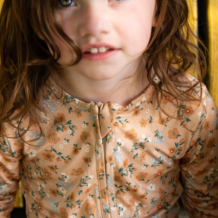 Footless Sleeper with Fold-over Cuffs - Amber Garden