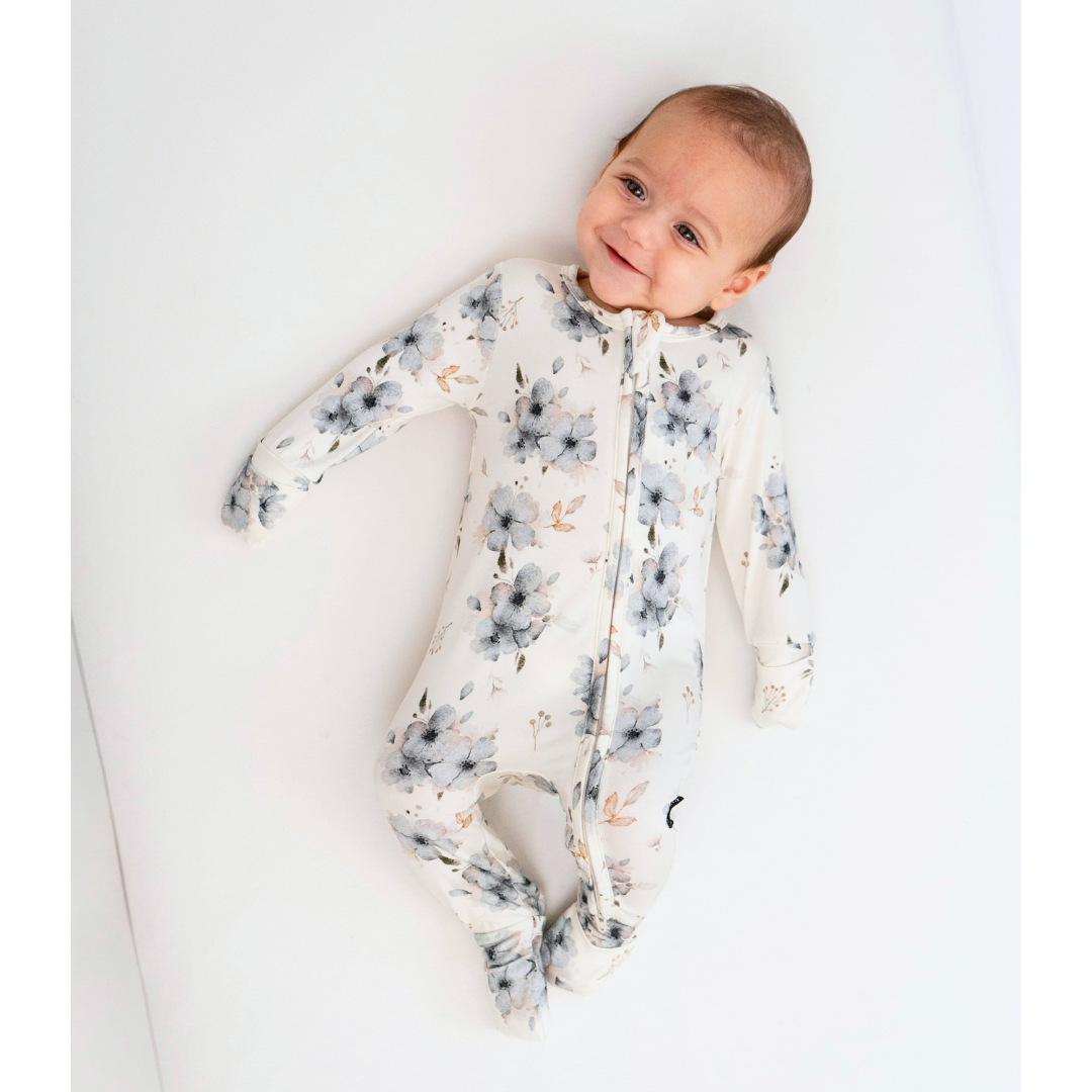 Footless Sleeper with Fold-over Cuffs - Frosty Floral
