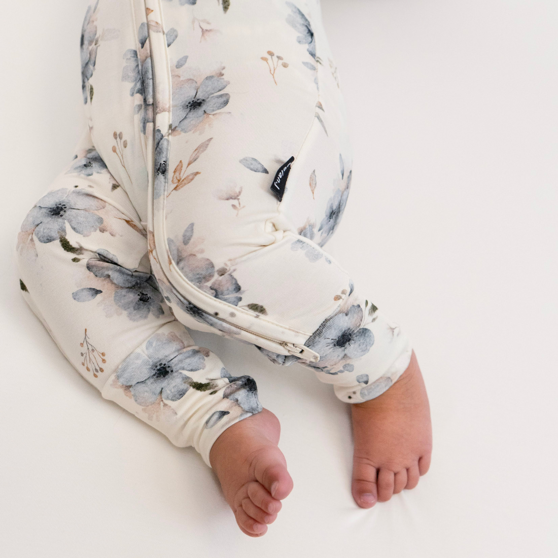 Footless Sleeper with Fold-over Cuffs - Frosty Floral