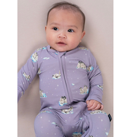 Footless Zipper Sleeper - Penguins (Periwinkle)