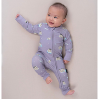 Footless Zipper Sleeper - Penguins (Periwinkle)