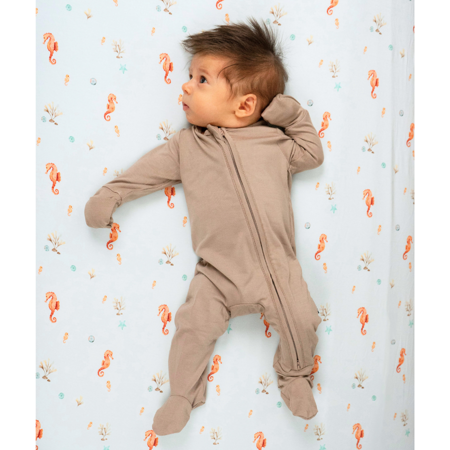 Footless Sleeper with Fold-over Cuffs - Sandstone