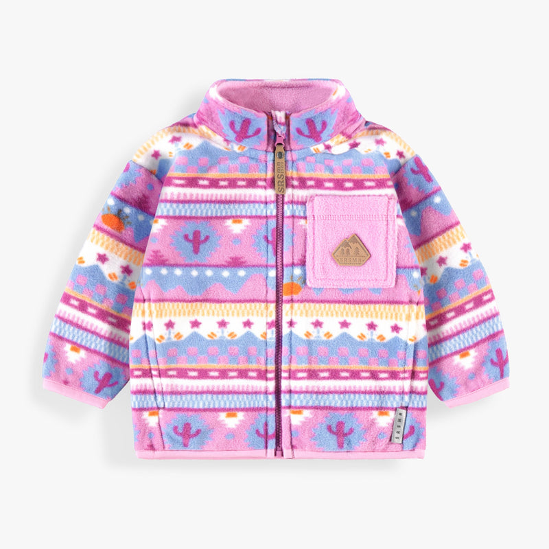Purple patterned fleece jacket, baby