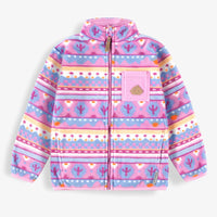 Purple patterned fleece jacket, child