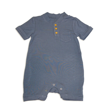 Bamboo Short Sleeve Romper with Buttons (Flint)