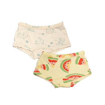 Bamboo Boyshorts Underwear 2 pack (Watermelon Rainbow/Go Go Bunny Print)