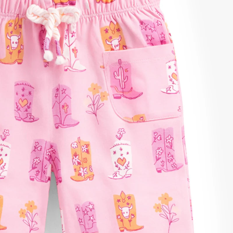 Pink pants with cowboy boot all over print, baby