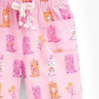 Pink pants with cowboy boot all over print, baby