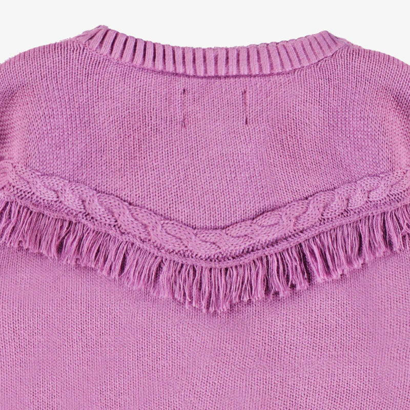 Purple knit cardigan with star patterns, baby