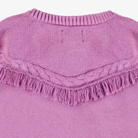 Purple knit cardigan with star patterns, baby