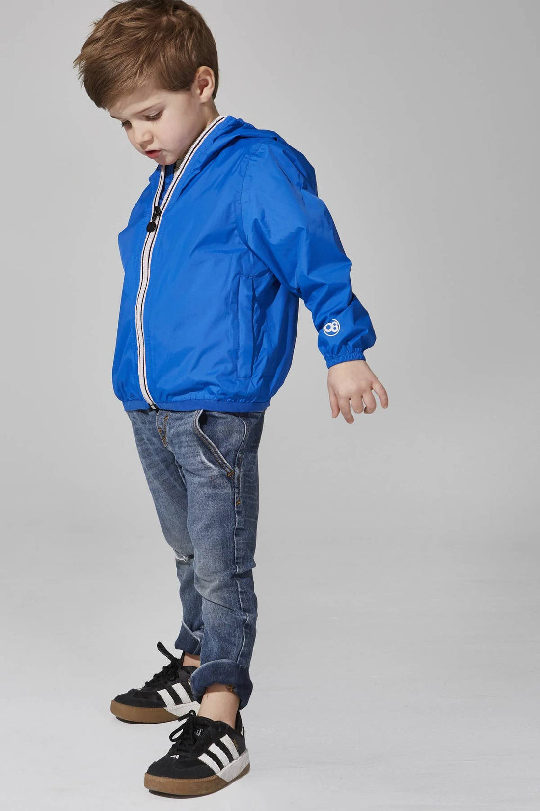 Kids royal blue full zip packable rain jacket and windbreaker [royal blue]