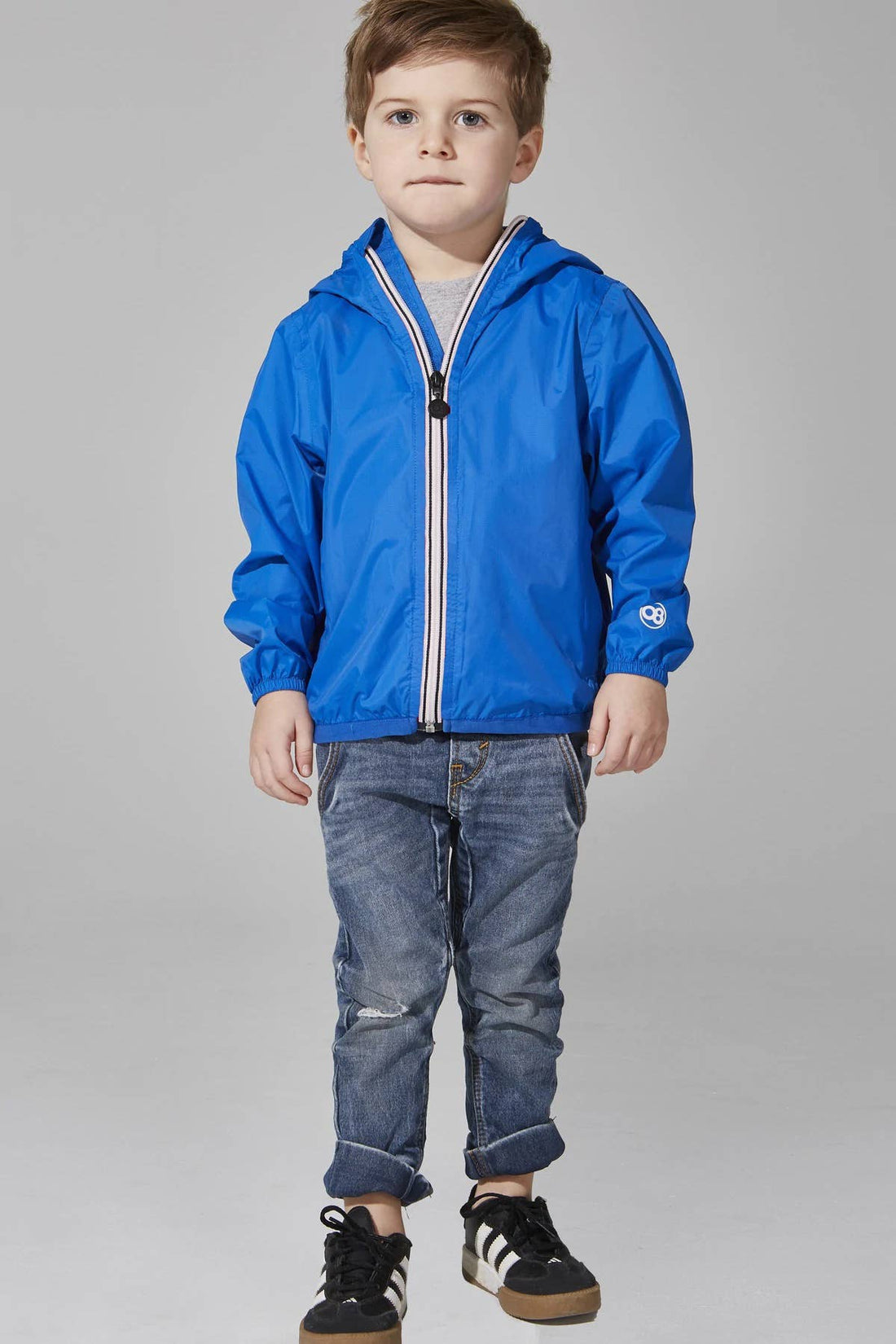 Kids royal blue full zip packable rain jacket and windbreaker [royal blue]