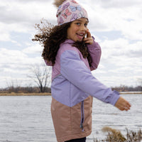 Stretch Jersey Hat Pink Printed Butterflies With Pompom
